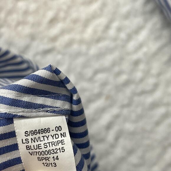 Banana Republic Shirt Womens 0 Blue Non Iron Button Down Long Sleeve Striped - Picture 7 of 10